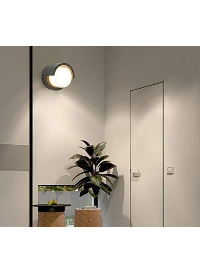 المفتاحة مصباح جداري خارجي عصري بتقنية LED من ALMIFTAH | مصباح جداري دائري من الأكريليك المقاوم للماء | أبيض دافئ 3000 كلفن | مصباح جداري خارجي مقاوم للعوامل الجوية للحديقة والفناء والشرفة - Image 5